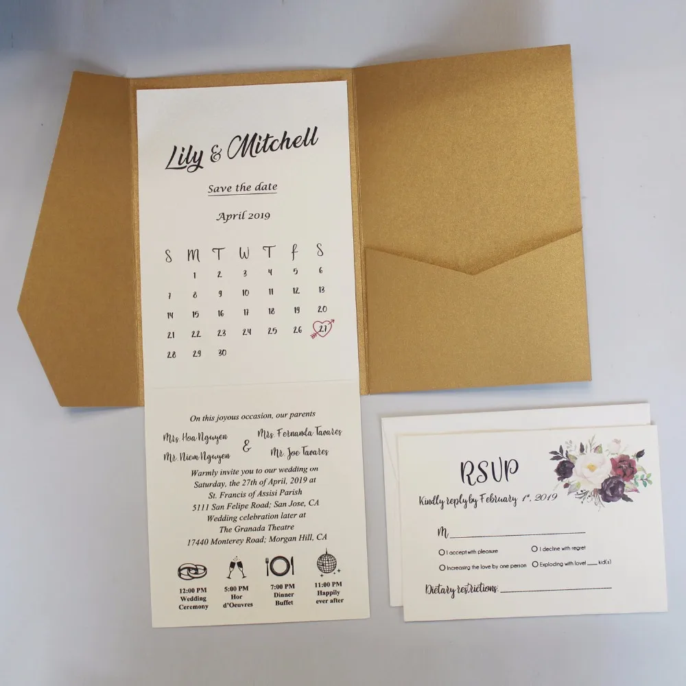 Golden Wedding Invitation Set