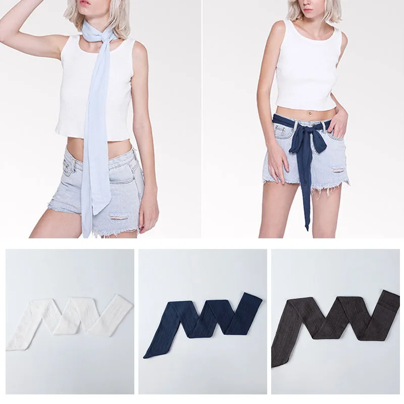 

LNRRABC 1PC Scarves Belt Newest cotton and linen Solid Women Ladies Multifunction Candy Color Clothing Accessories all-match