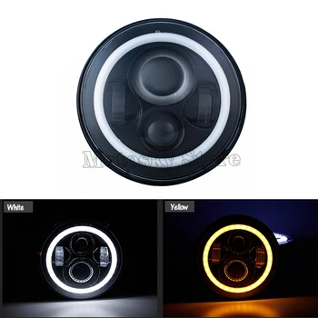 

7 Inch H4 LED Headlight Daytime Running Light Angel Eyes 7 Inch Round Headlamp For LADA GAZ Toyota Das Auto Harley Motorcycle