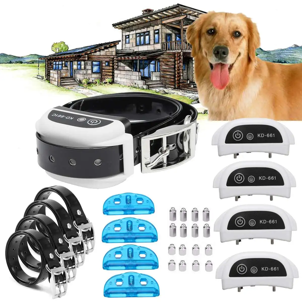 

Rechargeable Dog Pet Electronic Fence Wireless Dog Fence Pet Containment System Transmitter Collar Waterproof Pet Trainer