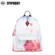 Epiphqny известный бренд Для женщин небольшой Геометрия рюкзак школьный печати Packbag PU кожаная дорожная сумка с прозрачным карманом 51282