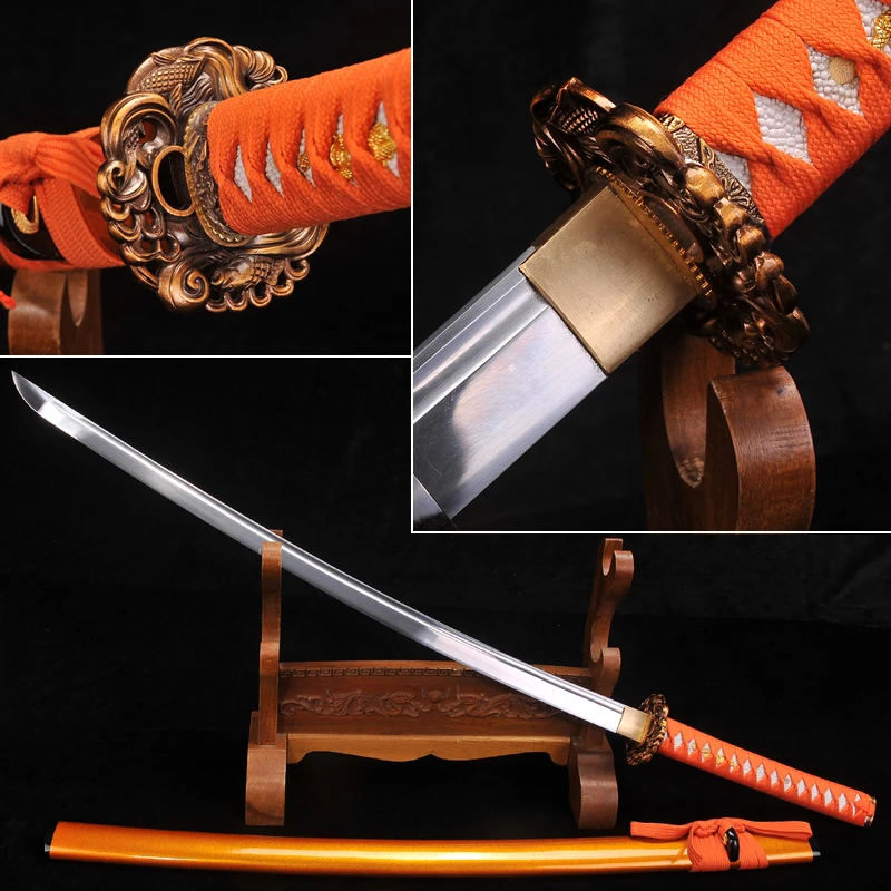 

Handmade Japanese Samurai Sword 1060 High Carbon Steel Full tang blade Functional real Katana very sharp Home Decoration