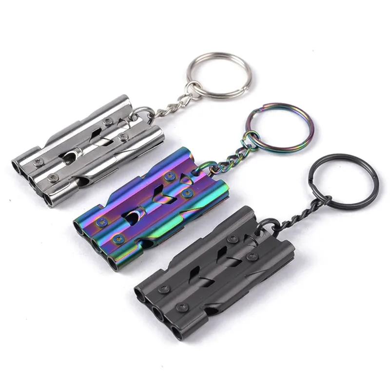 Triple Pipe High Decibel Outdoor Emergency SOS Whistle Keychain Portable EDC Tool Outdoor Survival Whistle Cheerleading Whistle