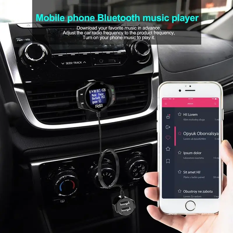 Onever Bluetooth fm-передатчик Автомобильный mp3 плеер fm-модулятор Громкая связь двойной USB цифровой дисплей 3.1A быстрое автомобильное зарядное устройство