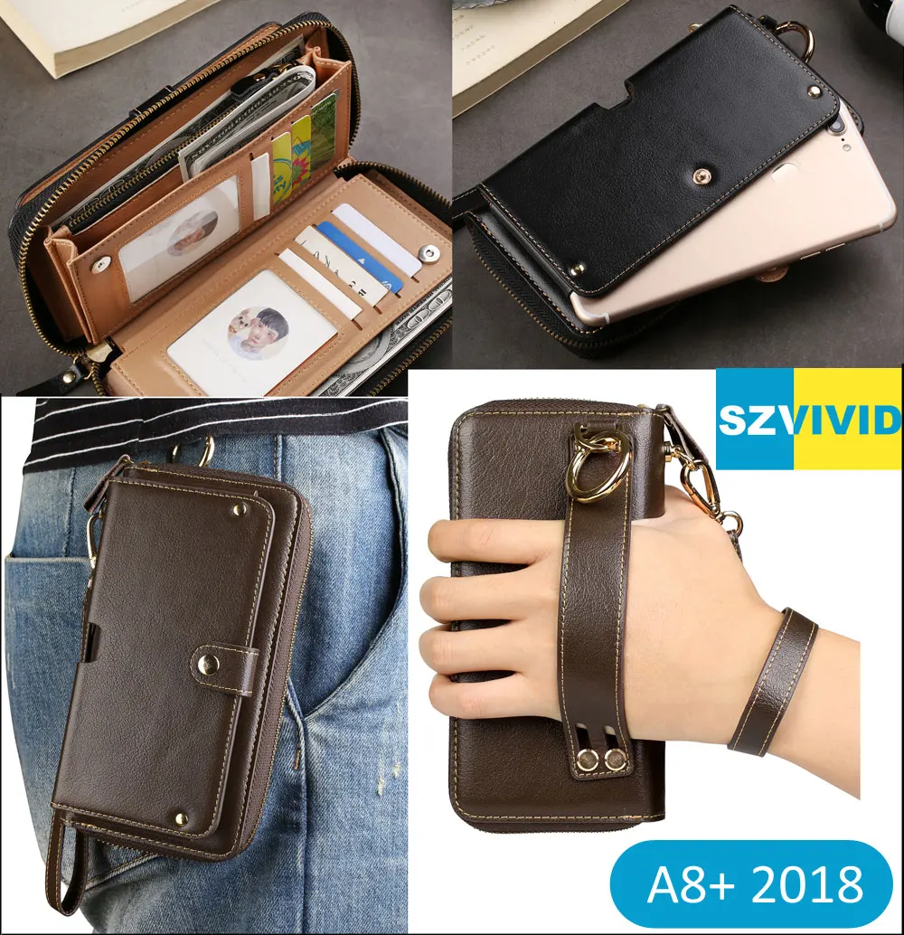 

Purse Handbag Wallet Leather Bag For Samsung Galaxy A8 Plus 2018 J5 J7 2017 Pro Clutch Wristlet Waist Phone Bags Pouch Case