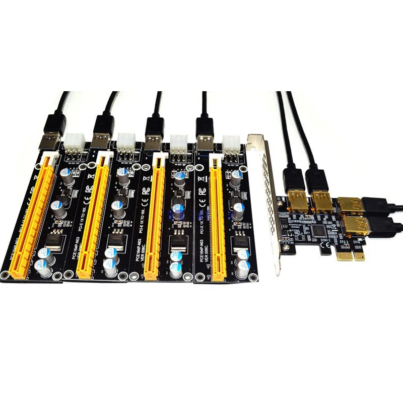 Новая карта расширения PCIe от 1 до 4 PCI express 16X Слоты Райзер E 1X e слот адаптер USB 3 0