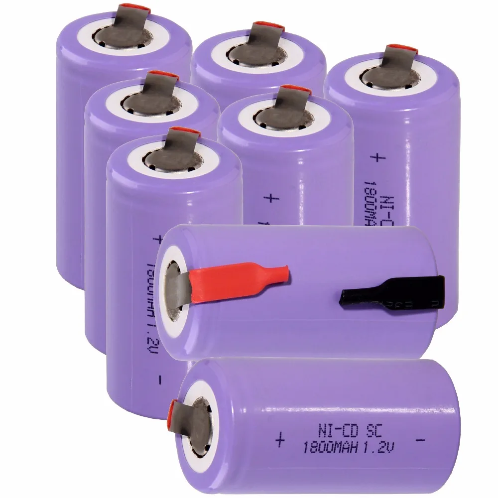 8 pcs SC 1800mah 1.2v battery NICD rechargeable batteries element for