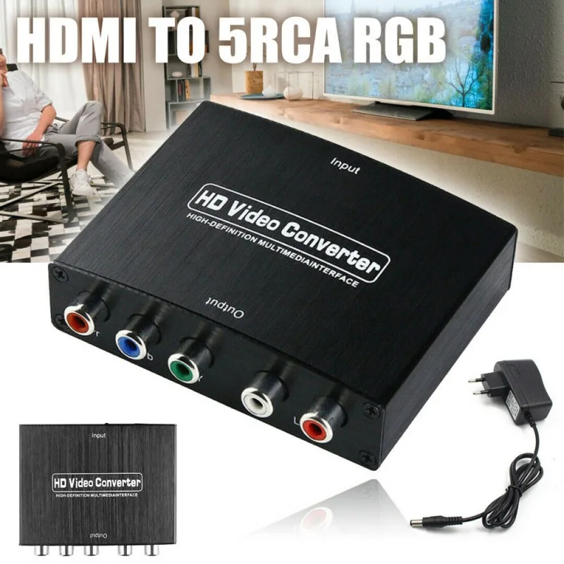  HDMI a 5 Porte RCA RGB Component YPbPr Video + R/L Audio Adattatore Convertitore HD TV Per PC del c