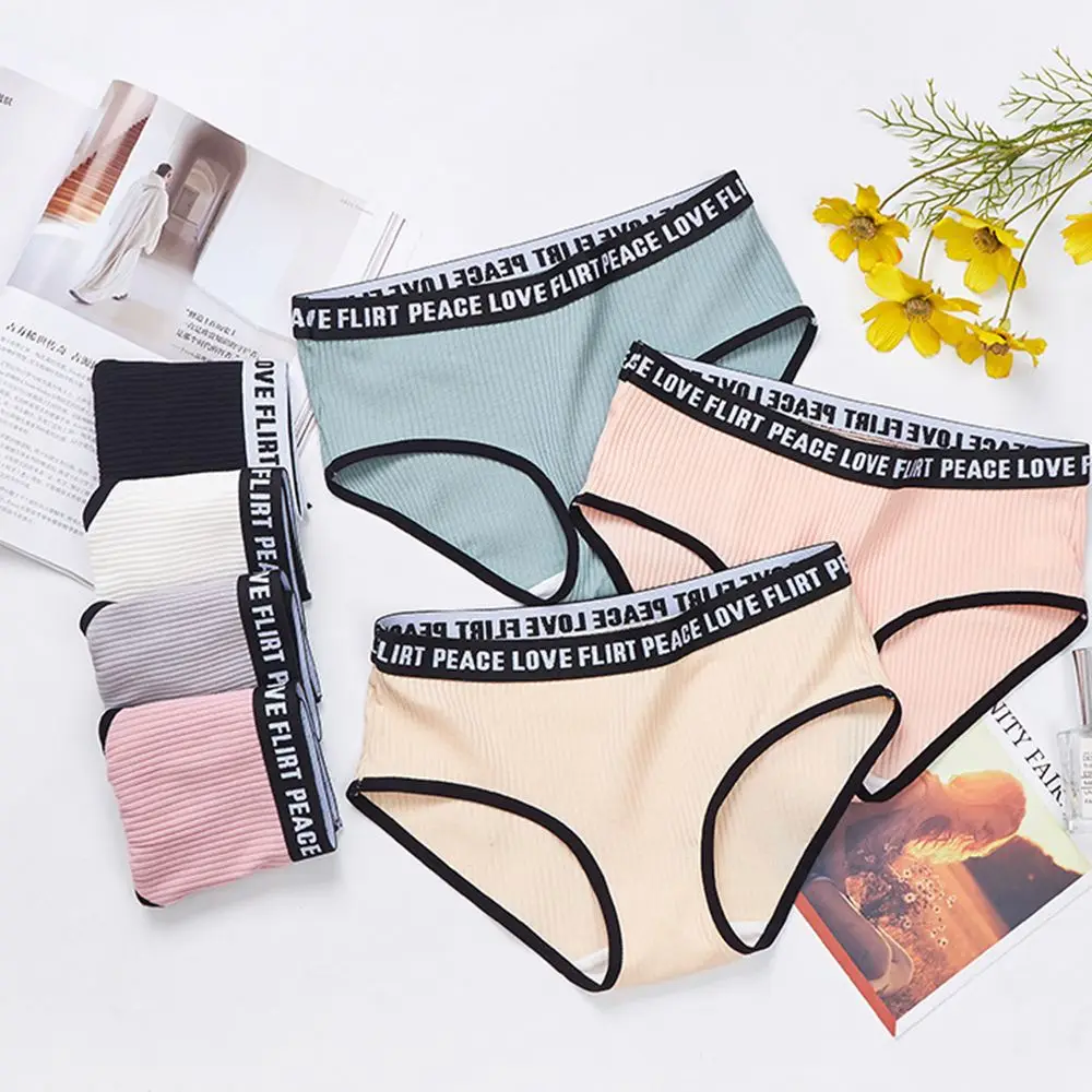 Sexy Cotton Crotch Letter Printed Underwear Panties Women's Low waist Briefs Soft Comfortable Lingerie Underwear Sports Style