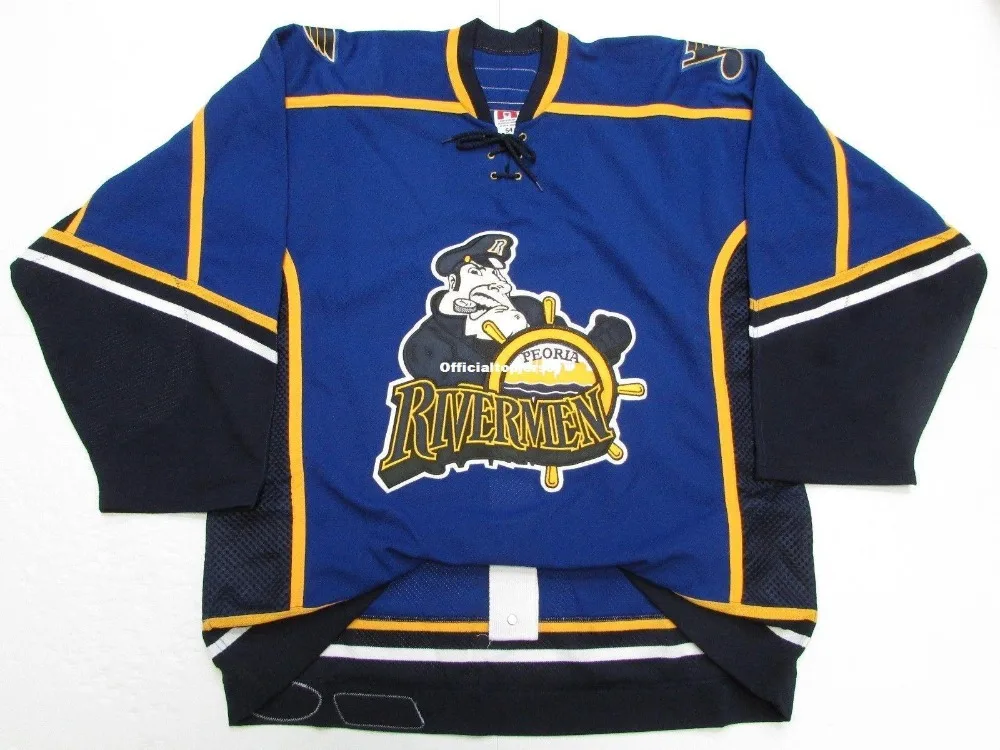 

Peoria Rivermen Team Issued Premier Blue Custom Double Stitched Jerseys