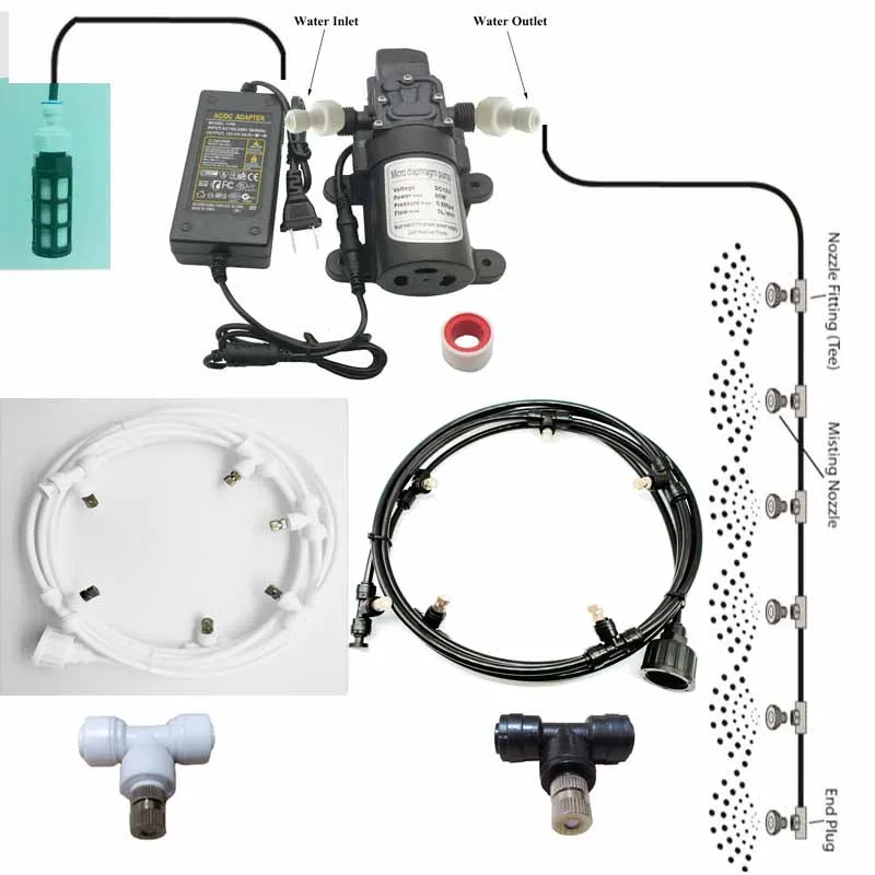 6 м ~ 18 м садовая система распыления воды спрей с насосом и силовым небулайзером для цветов растительная теплица орошения и запотевания сада