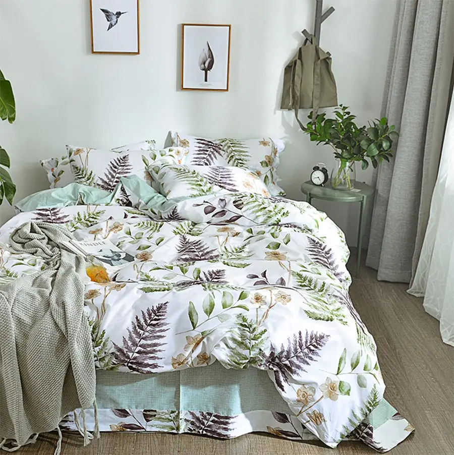 

American pastoral single double bedding set adult,twin full queen king cotton home textile flat sheet pillow case duvet cover
