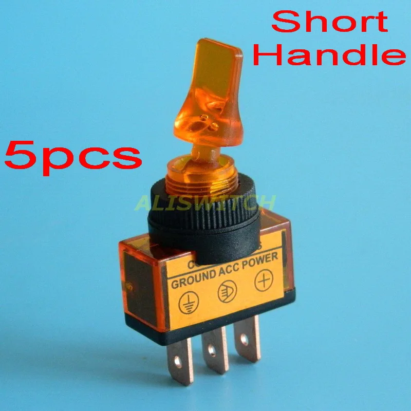 

5pcs/lot Free Shipping Yellow led Toggle Switch ASW-14D On-Off 12V DC 20A Illuminated Auto Car Rocker Switches SPST 3P 12mm Hole
