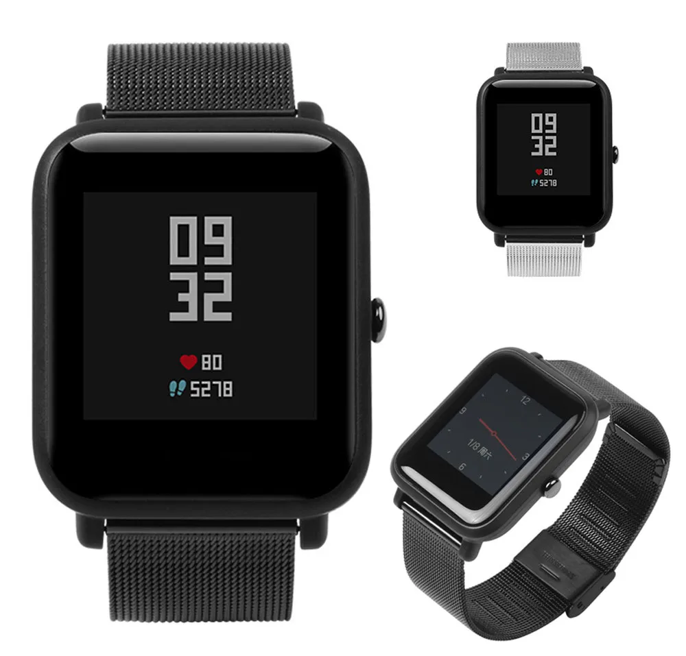 Часы ремешок для Xiaomi Huami Amazfit Bip Молодежные часы Миланского браслет из нержавеющей стали Jn.19