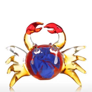 

Tooarts Flower Crab Gift Glass Ornament Animal Figurine Home Decor Multicolor Art Decorative Office Desktop Decoration Craft