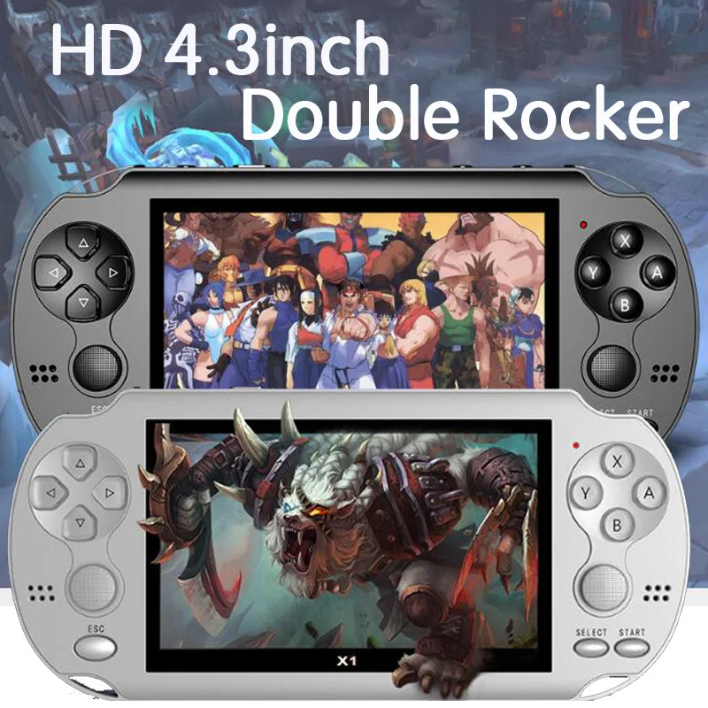 

32/64/128 Bit 4.3" LCD X1 Double rocker Portable Mini Handheld Retro Game Console Video MP5 Player TF Card for GBA/NES 1000 game