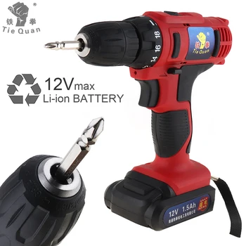 

AC 100 - 240V Cordless 12V Electric Drill / Screwdriver with 18 Gear Torque and Two-speed Adjustment Button with battery