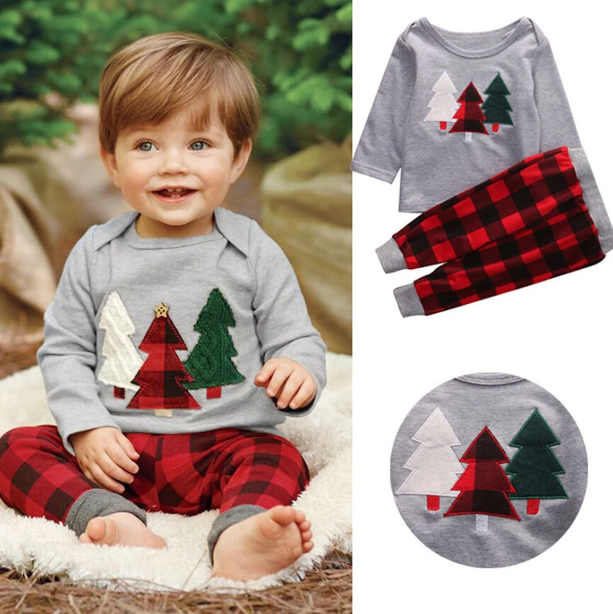 baby boy plaid christmas outfit