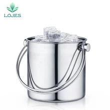 1Л Двухслойное Нержавеющее стальное ведро для льда охладитель вина Виски сусла Чиллер с портативной ручкой Горячая посуда ведра шампанского