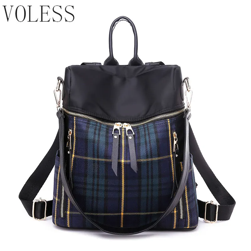 

Fashion Patchwork Woman Backpack Nylon Women Shoulder Bag High Quality Multifunction Laptop Backpack Teenage Travel Bag Brand