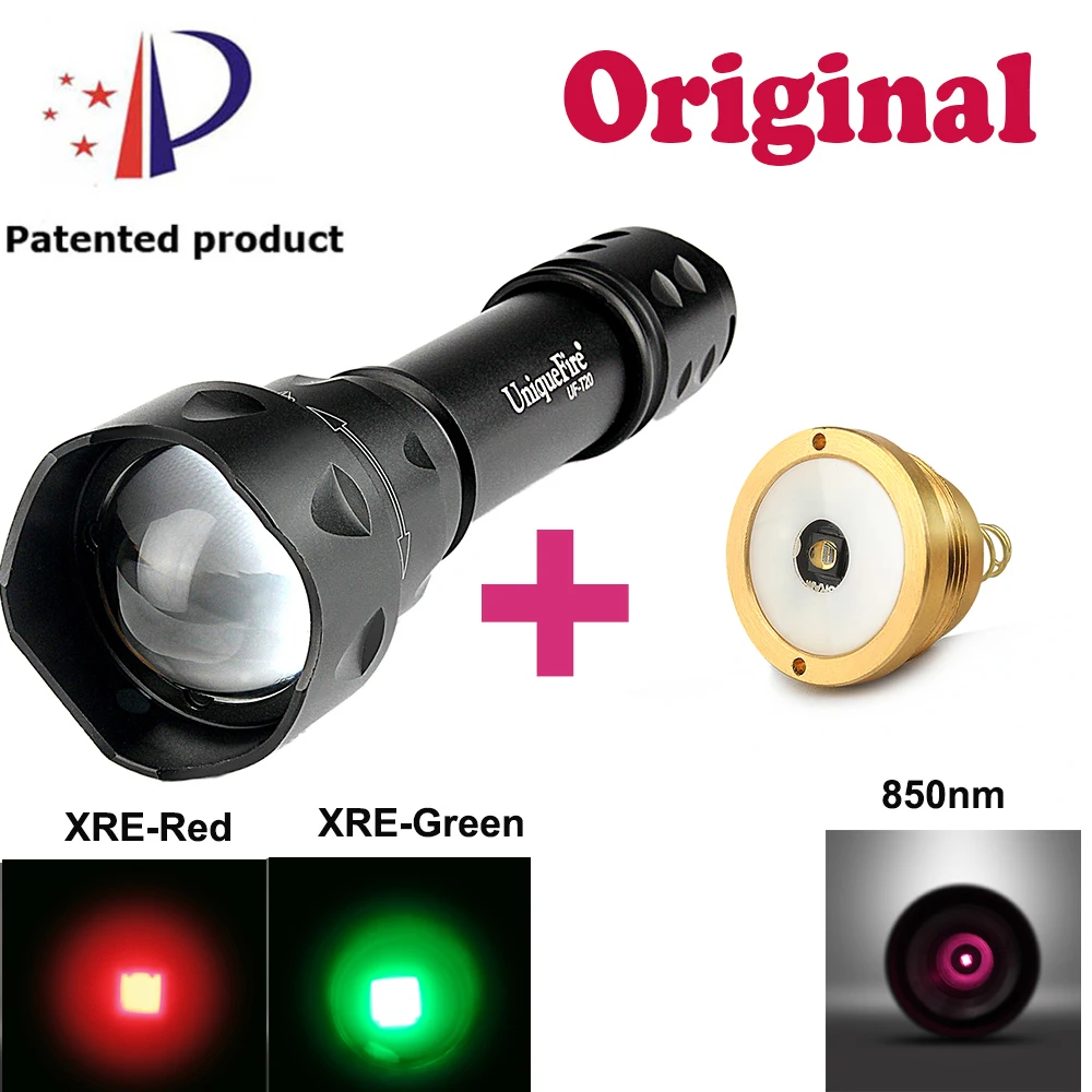 

UniqueFire Mini Flashlight T20 Cree XRE 38mm Convex Lens Blacklight Lampe Torche+Drop-in IR 850NM Led Pill For Hunting 3 Modes