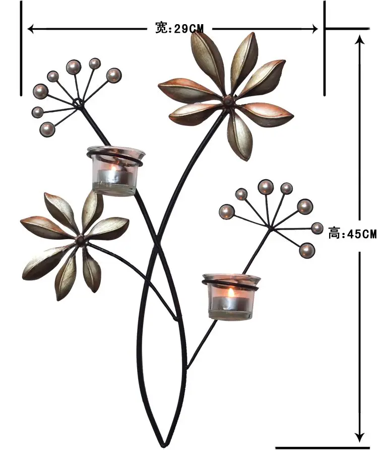 2 Винтажный цветок настенный держатель для свечей Настенный бра акриловое украшение для дома спальни гостиной дисплей металлические поделки