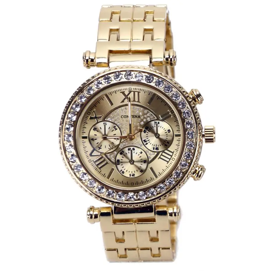 Серебряные женские часы топ известный бренд модные повседневные Кварцевые часы Женские часы женские наручные часы Saat - Цвет: Золотой
