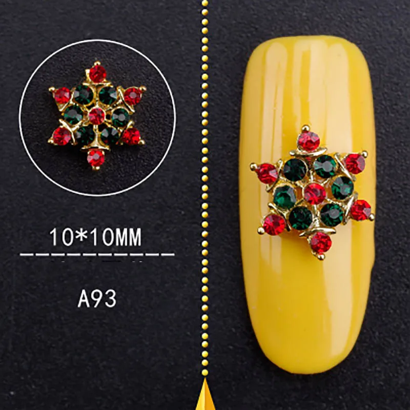 Сплав бриллиант Новогодняя Снежинка Рождественская елка стразы металлический дизайн ногтей деко 3D Блестящий Драгоценный камень ювелирные изделия наклейки для ногтей - Цвет: Style19