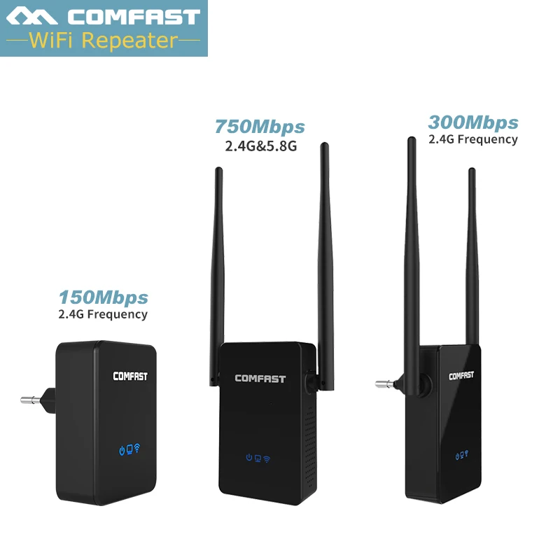

Dual Band Wireless WiFi Repeater 5.8g ac 300Mbps 750Mbps Network Repeater for AP Router Range Signal Expander Booster Amplifier