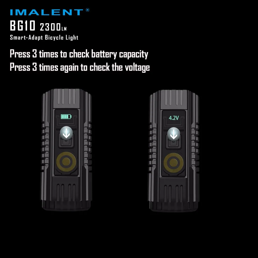 Imalent BG10 светодиодный светильник-вспышка с зарядкой от usb, велосипедный светильник CREE XHP50 2300LM, светодиодный S O светодиодный экран, водонепроницаемый велосипедный светильник+ аккумулятор 26350