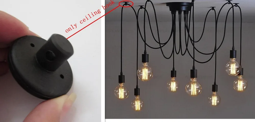 10pcs Ceiling Mounted Hook Edison Chandelier Pendant Lamp Hanging Edison Chandelier Pendant Lamp Hanging