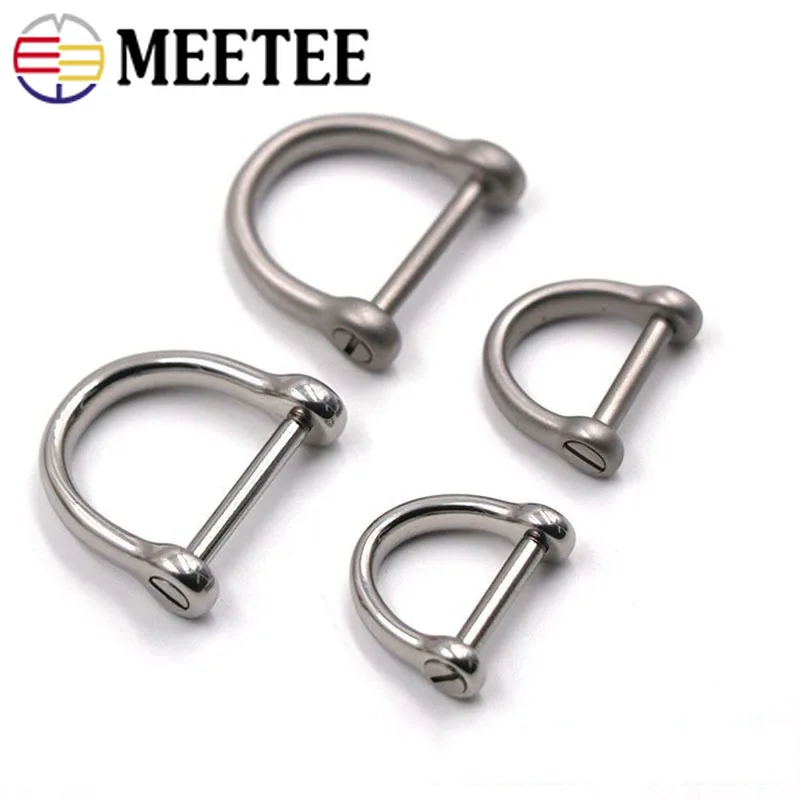

Meetee 2/4pcs 17/25MM Stainless Steel D Ring Key Buckle Silver Luggage Hardware DIY Handmade Buckle Hook Accessories AP526