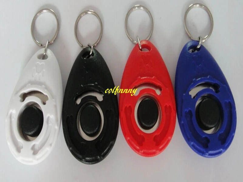 500pcs/lot ping Dog Pet Clicker Dog Training Trainers With Keyring Pets Trainer Supplies 7 colors
