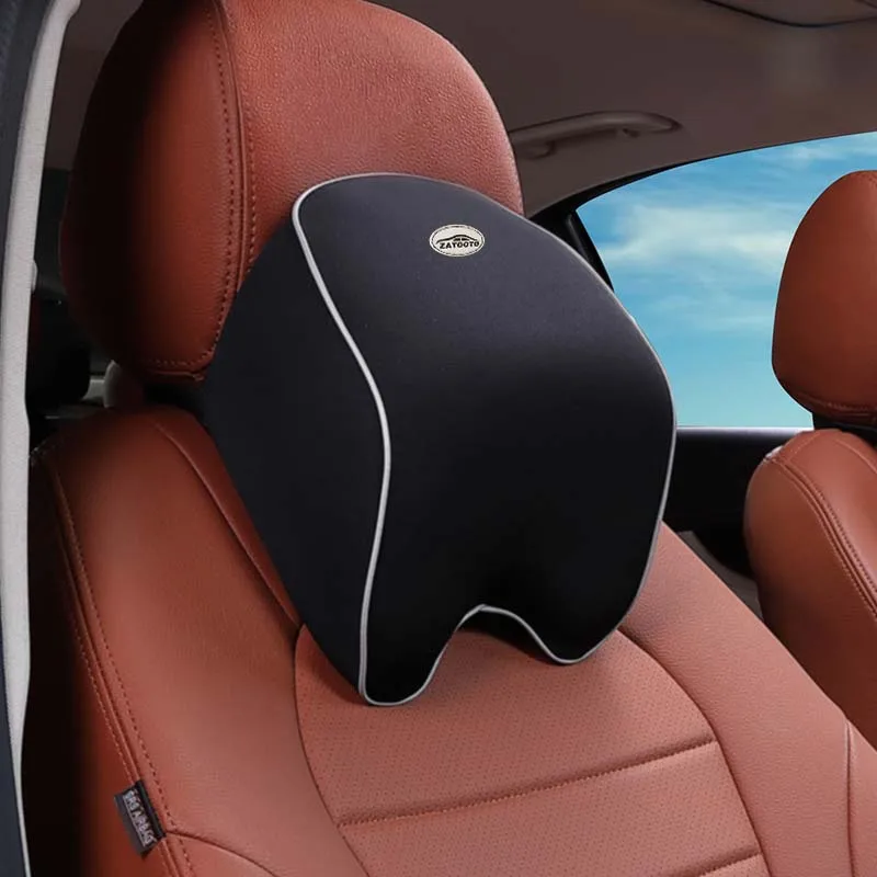 Amerryllis Universal Solid Bone Shape Headrest Pillow Breathable PU Leather Cloth Car Head Neck Rest Cushion Auto Interior Accessories