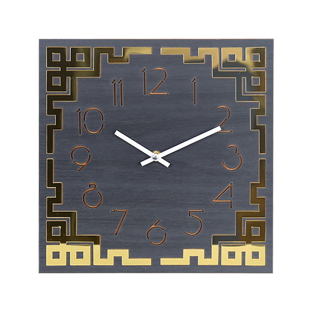 Creative Wooden Square Wall Clock Simple Chinese Acrylic Slient