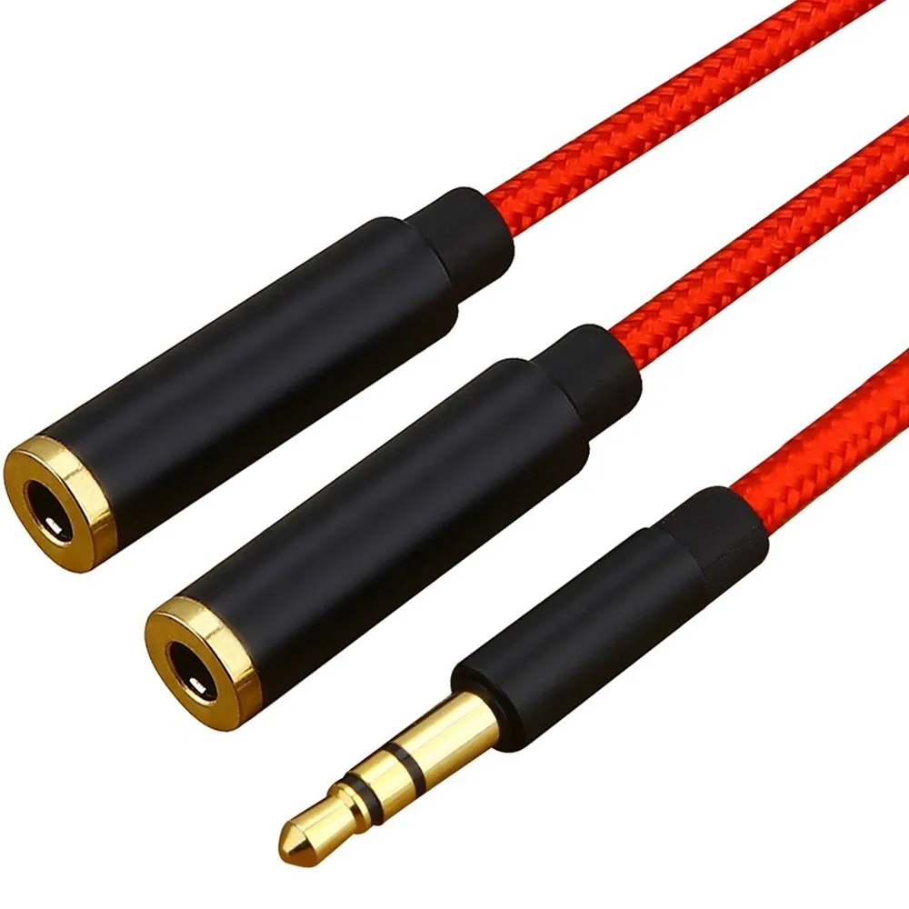 

3.5mm Stereo Audio Extension Y Splitter Cable 1 Male to 2 Female Adapter for Earphone Headphone Speaker Smartphone MP3 Player