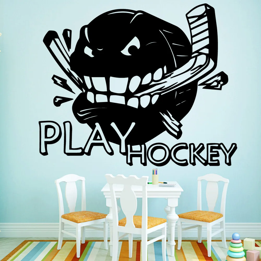 

Cartoon Sports Play Hockey Wall-sticker For Living Room Removable Pvc Wall Stickers Decorative Vinyl Decoration Accessories