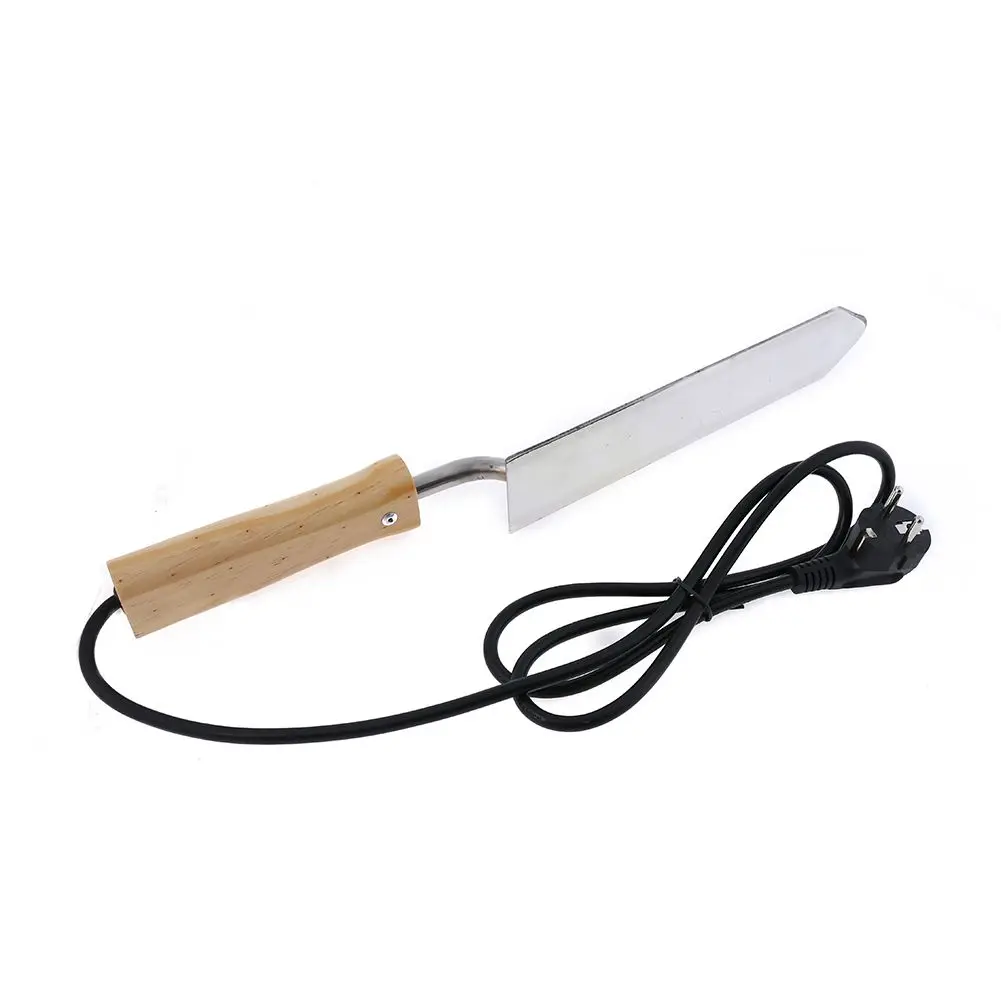 HOT EU Plug Electric Honey Knife Bee Beekeeping Equipment Cutting Knife Heating Handle Wooden Tools Stainless Steel Scraper