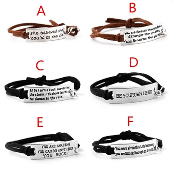 

24pcs/lot Punk Inspirational Leather Braid Bracelet Fashion Bangles For Women&Men 6 Designs Option