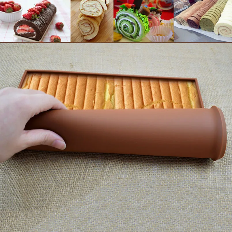 

1PC Thickened Double-sided Swiss Roll Mold Silicone Rice Roll Mat Kneading Dough Cake Pad Non-Stick Baking Tray Kitchen Bakeware