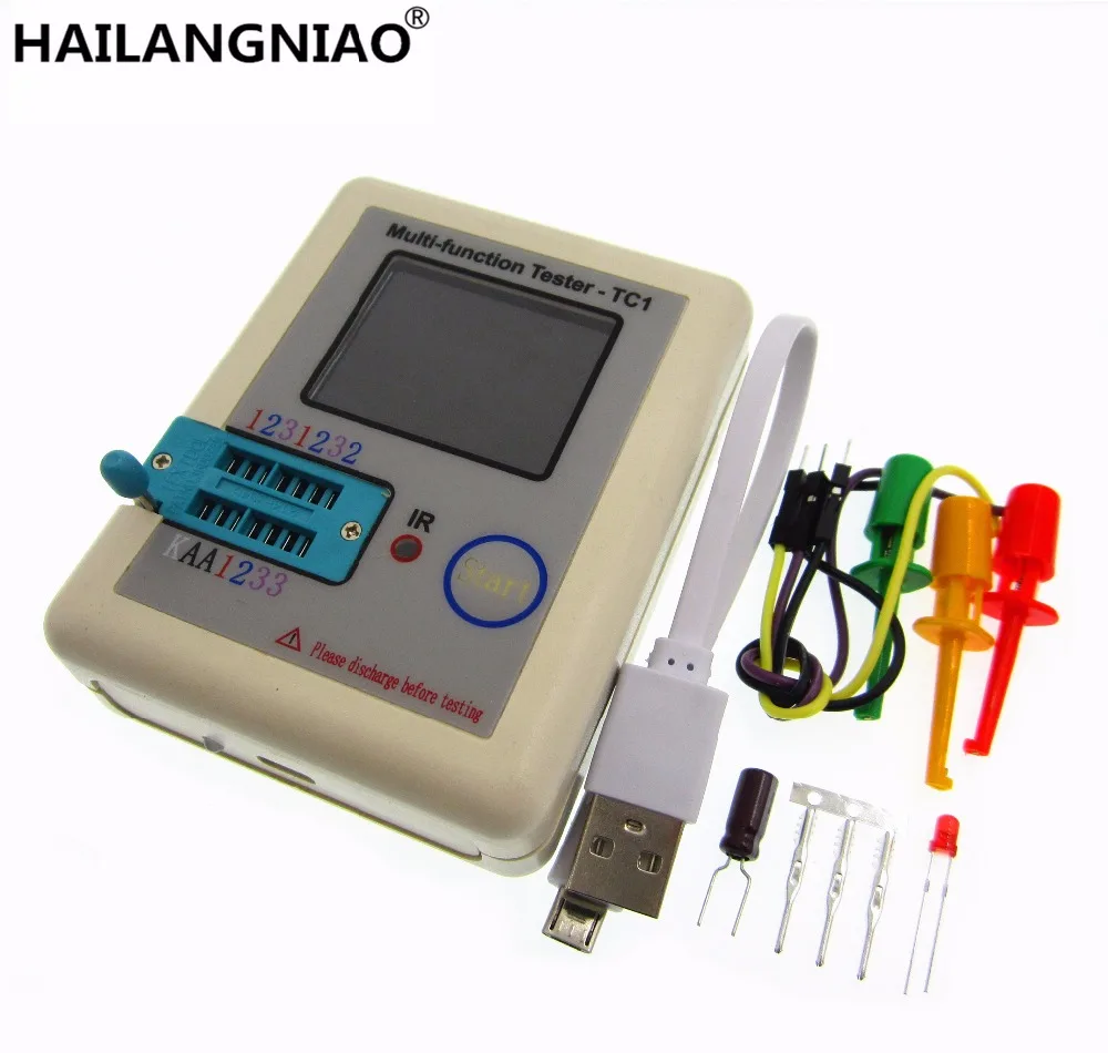 

HAILANGNIAO 1set latest 12864 LCD Pocketable Transistor tester LCR - TC1 full color graphics display ESR meter tester in case