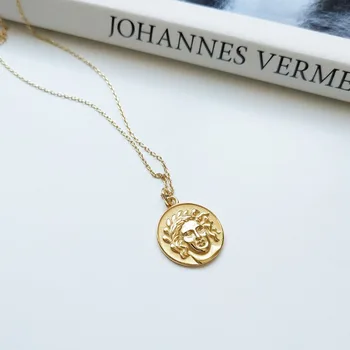 

Fashion Authentic 925 Sterling silver figure coin Pendant personality avatar coin necklace Fine Jewelry Handcraft X230