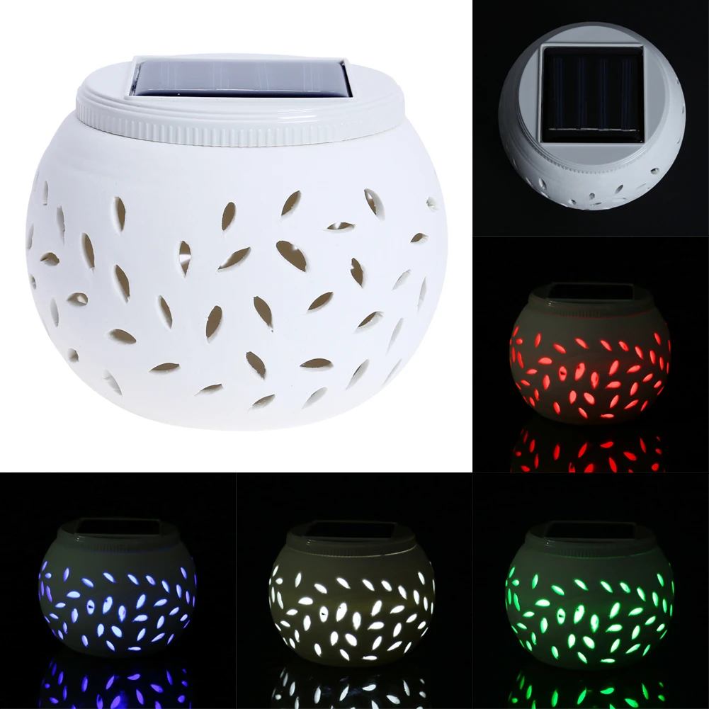Solar Garden Light Ceramic LED Solar Table Lamp Color Changing Outdoor
