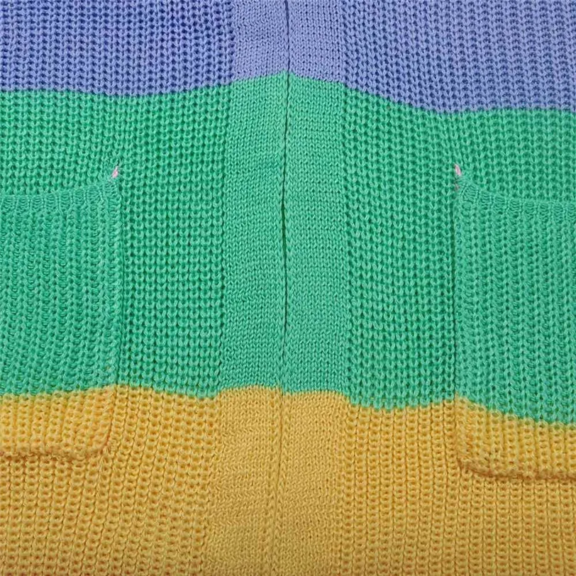 Fashion Plus Size Cardigan Women Long Sleeve Sweater Rainbow Stripe Cardigans Sweater Coat Casual Roupas Feminina #F#40NV01 (15)