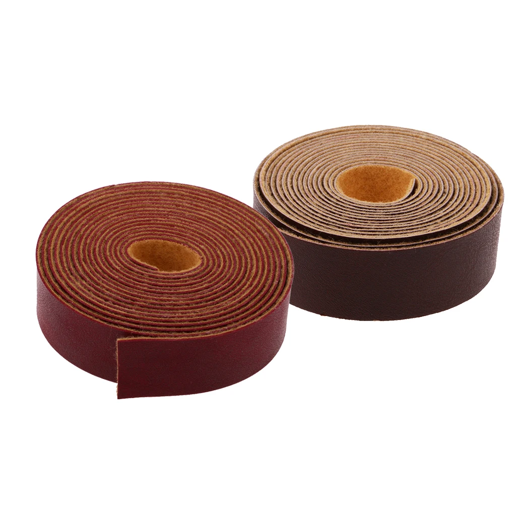 fityle 2 Pieces Long DIY PU Leather Straps Strips DIY Belt Embellishments for Crafts  2cm Wide 10 Meters Each