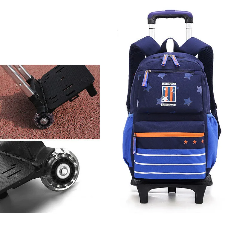 2 wheels dark blue Модная детская школьная сумка на колесах 2/6 колеса переносной рюкзак школьные сумки водонепроницаемый рюкзак для путешествий сумка Mochilas Escolares - Цвет: 2 wheels dark blue