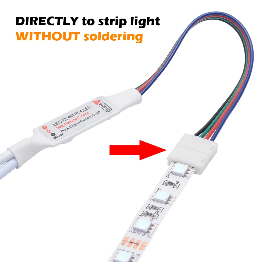 DC12V Мини светодиодный RGB пульт дистанционного управления с 24 кнопками ИК инфракрасный Беспроводной пульт дистанционного управления для 5050 4pin 10 мм RGB Светодиодные ленты светильник