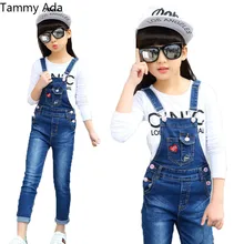 8, 11, весенние модные джинсовые комбинезоны для девочек, осенние джинсы для девочек, одежда, штаны, повседневная детская одежда, комбинезоны, студенческие комбинезоны