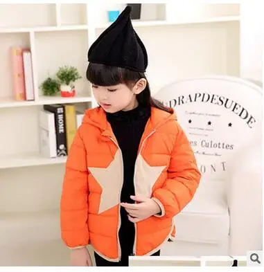 Новая детская одежда для мальчиков и девочек детские зимние пальто пальто с капюшоном пуховик для мальчиков и девочек - Цвет: Оранжевый