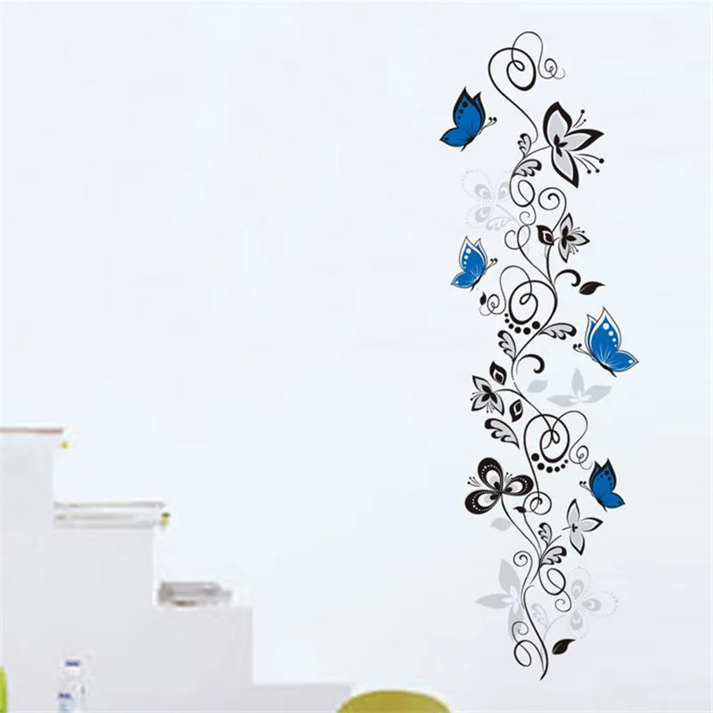 

2018 Hot Promotion Black Flower Rattan Butterfly Pattern Wall Fridge Sticker PVC Removable Home Room Decoration MA878719